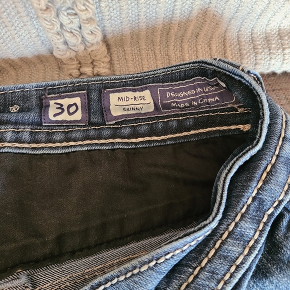 MISS ME Women's MID-RISE SKINNY bling pocket JEANS - Picture 7 of 9